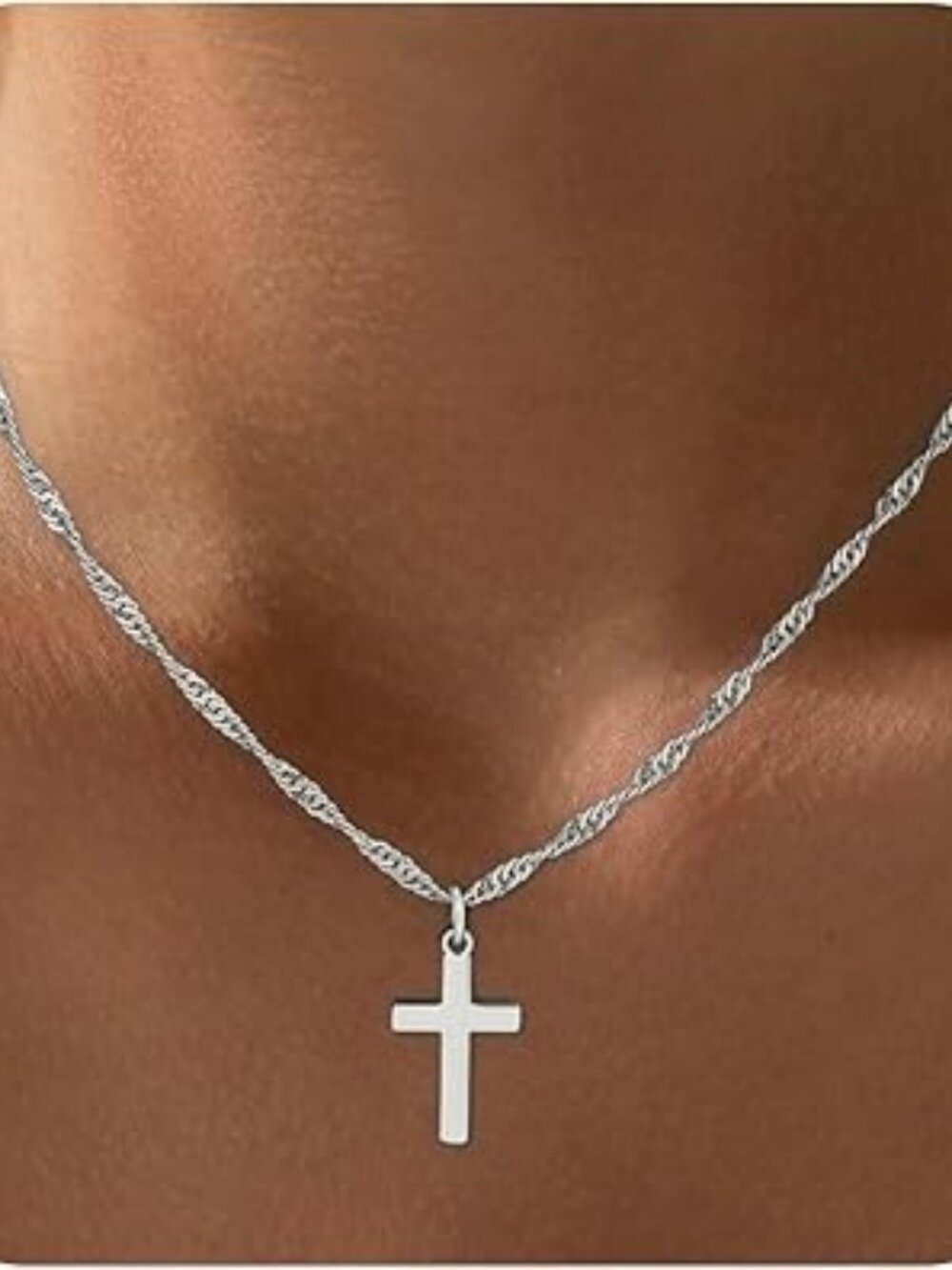 New Cross Necklace Silver Minimalist Cross Non Tarnish Christian Religious